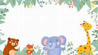 手绘卡通动物树叶边框元素GIF综艺边框